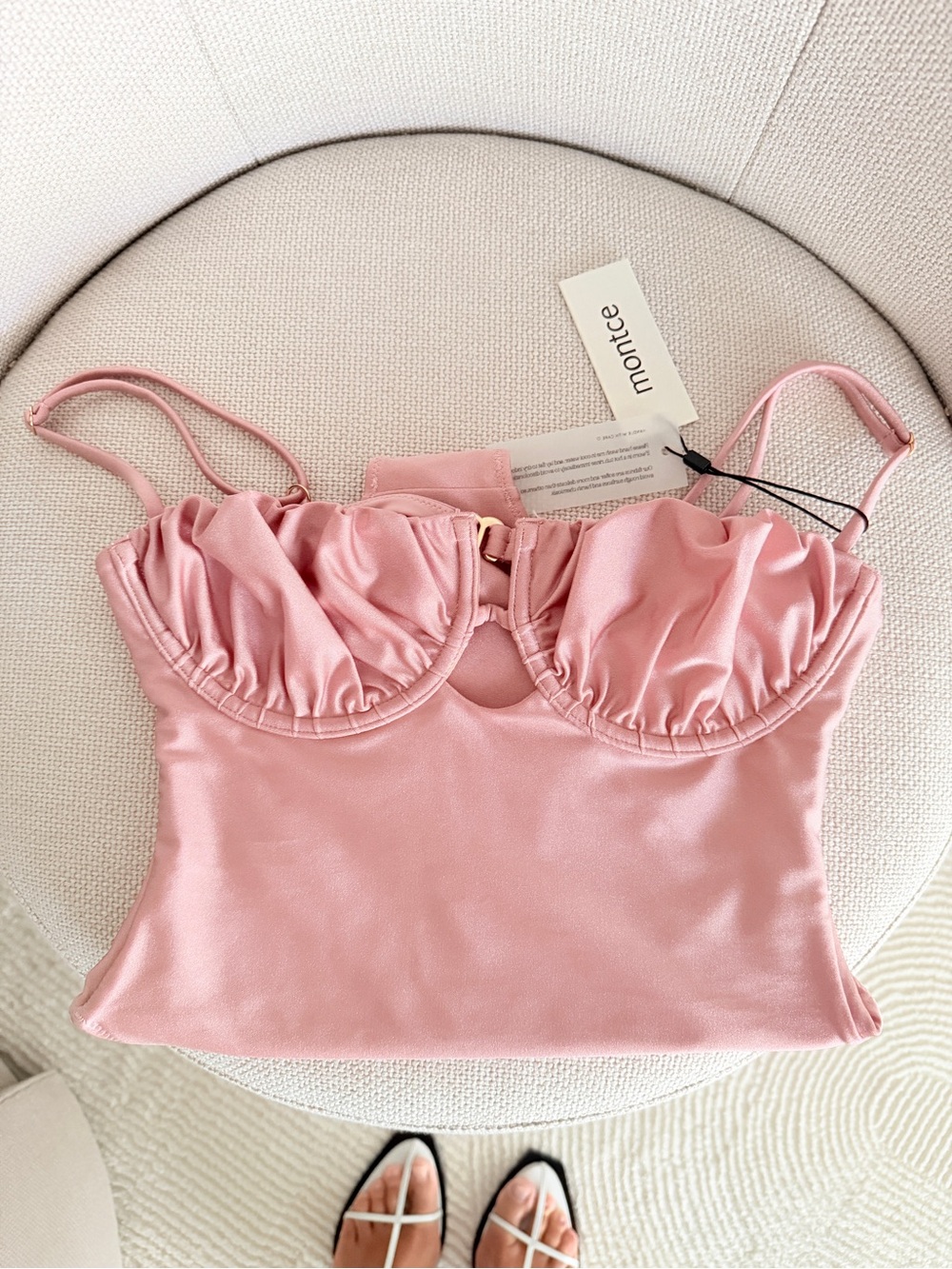 Montce Satin Rose Petal One-Piece Swimsuit XS-S/ NWT - Picture 3 of 6